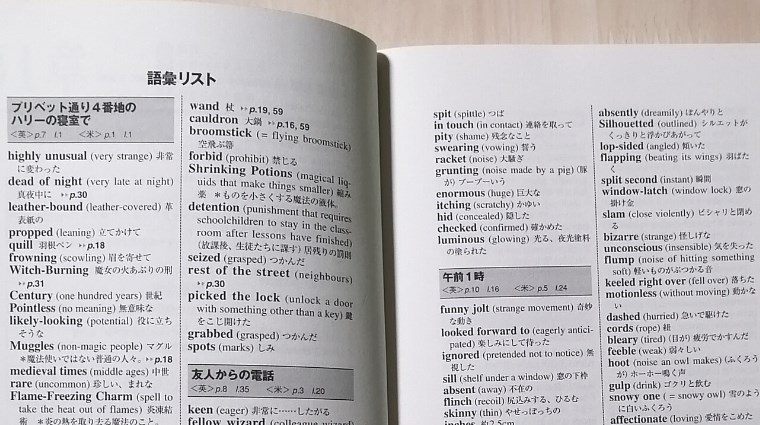 『「ハリー・ポッター」Vol.3が英語で楽しく読める本』語彙リスト
