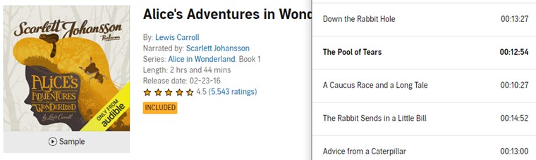 【Audible Plus】(米国で聴き放題)Alice's Adventures in Wonderland