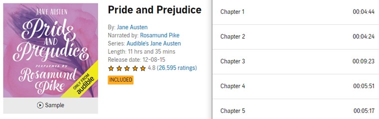 【Audible Plus】(米国で聴き放題)Pride and Prejudice