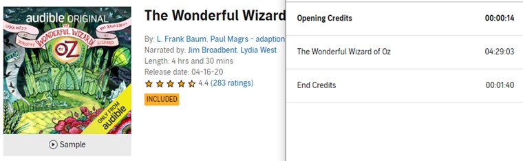 【Audible Plus】(米国で聴き放題)The Wonderful Wizard Oz