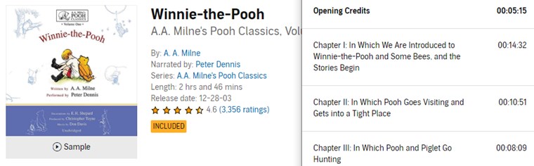 【Audible Plus】(米国で聴き放題)Winnie the Pooh